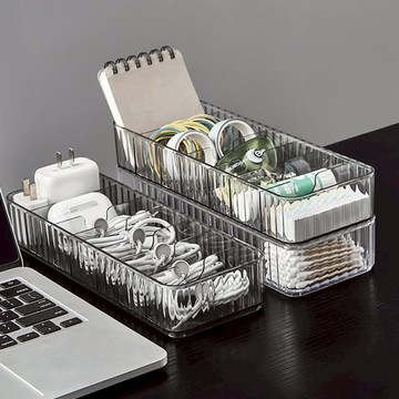 分隔式數據線/充電線整理收納盒-3入-多色可選 透明