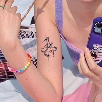 發3張【離心圓環】效果好半永久草本刺青圖案紋身貼防水貼紙