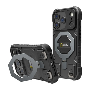 National Geographic Explorer 磁吸支架防摔保護殼(附掛繩) MagSafe 磁吸手機殼 適用 iPhone 18 Pro Max - 黑色