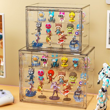 ??快速出貨?? 公司貨 盲盒磁吸收納盒展示架桌面防塵亞克力透明泡泡瑪特大容量階梯手辦
