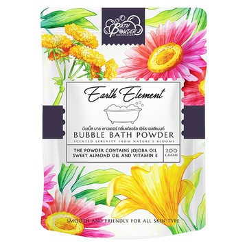 Saboo 泡沫沐浴粉 EARTH ELEMENT 大地元素  含荷荷巴油、甜杏仁油、維他命E，200g  1包