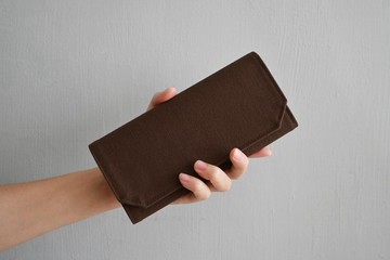 黑巧克力色 帆布可水洗紙 錢包 超輕量/皮夾 深咖啡色帆布 手工製