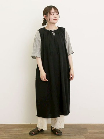 素面/格紋甜美綁帶領結無袖洋裝(0F000931110) - Samansa Mos2