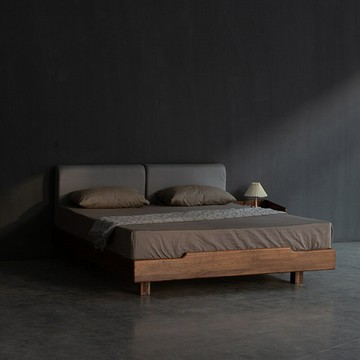 無床頭 黑胡桃木  榻榻米 床無靠背矮床小戶型原木 實木qxm7241