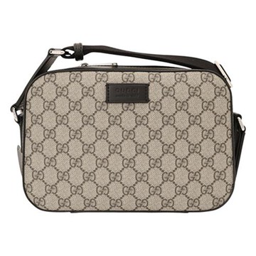 GUCCI-Supreme 防刮GG圖紋PVC 斜背相機包(烏木色x深咖)
