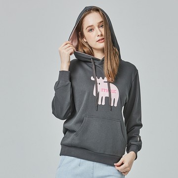 moz瑞典 萌樣駝鹿印花雙色帽T-碳灰(亞洲版)女款