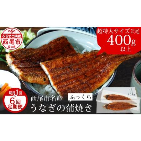 ふるさと納税 三河産うなぎ「超特大蒲焼き2尾(合計400〜420g)」×6回(隔月1回　1年間)・A133-102 愛知県西尾市