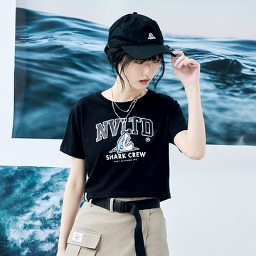 CACO-MIT NVLTD鯊魚字體短T‧情侶款(二色)-女【J2NA002】