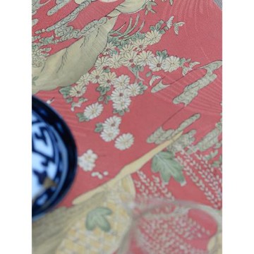 山夏物美 日本進口正娟茶席  金橘色柳樹楓葉梅花小紋茶道美學墊