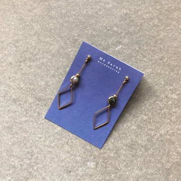 靜謐天然石_黃銅耳環_碧璽(可改夾)