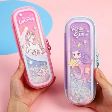 流沙筆袋女生2025新款小學生文具盒一年級兒童鉛筆盒文具袋幼兒園