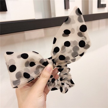 波點蝴蝶結歐根紗發圈女夏季發帶發繩頭繩扎頭發飾品馬尾頭飾頭花