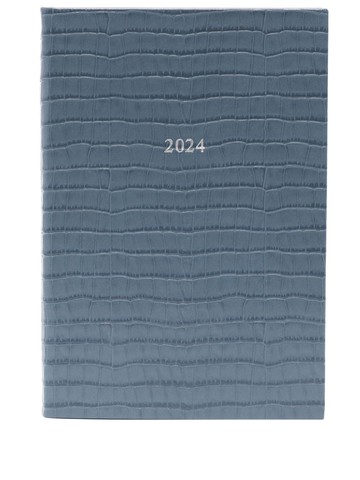 Aspinal Of London - 2024 A5-sized crocodile-effect diary - unisex - Calf Leather/Paper - One Size - Blue