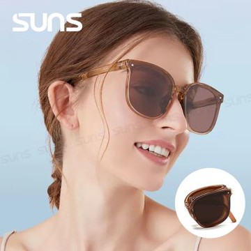 【SUNS】時尚折疊墨鏡 Polarized偏光墨鏡 可可茶 流行明星款 大框顯小臉 輕量 防眩光 抗UV400