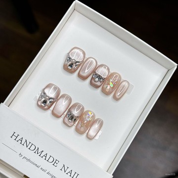 💥新年戰甲❤️【恩朵穿戴甲旂艦款】新年款春日蝶舞中方高質感上手顯白手工穿戴純色穿戴甲 NUDV