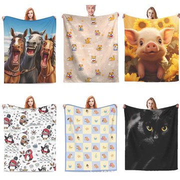 動物毛毯動物法蘭絨毛毯空調毯亞馬遜午睡蓋毯法蘭絨毯跨境款