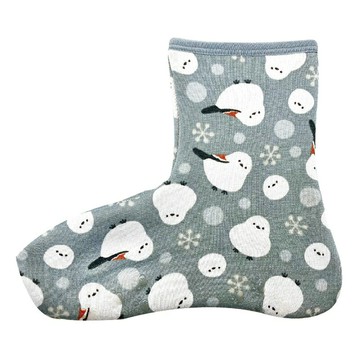 日本 Poka 保暖襪-灰長尾山雀 短襪 裏起毛 襪套 室內拖鞋 防滑鞋底 襪子 地板襪 柔軟保暖＊夏日微風＊