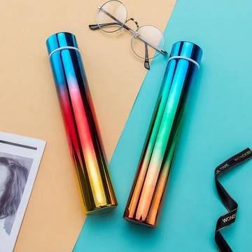 韓版新款漸變色防狼棒細長保溫杯炫彩時尚男女學生便攜ins水杯子