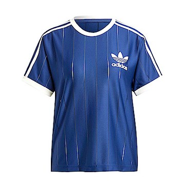 Adidas 3 Stripe Tee IR7466 女 短袖 上衣 運動 休閒 復古 三葉草 透視 穿搭 深藍