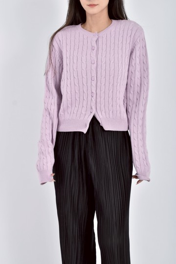 (L) haru質感針織排扣紫色長袖上衣