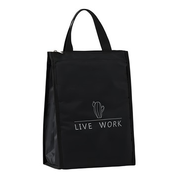 E.City 保溫長款收納袋 外層牛津布 內裡珍珠棉+防水PVC  33 x 25 x 16cm  黑色  1個