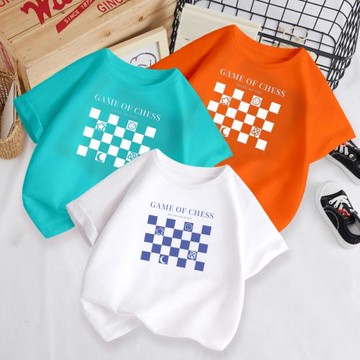 辰辰媽男童裝夏季男女寶寶滿印笑臉棋盤格短袖T恤兒童時髦上衣潮