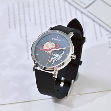 iBonjour矽膠錶-太空人黑-35mm