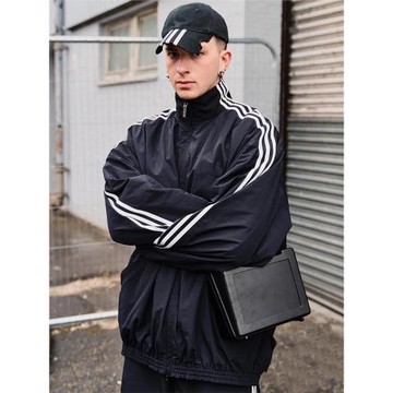 兩個月亮平替款巴黎三條杠運動休閑立領外套男女美式拉鏈開衫夾克