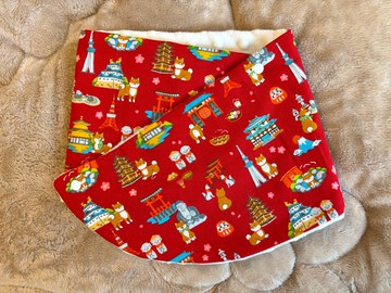 Hush Baby手工兩用脖圍領巾 M (紅底柴犬 奶油白)