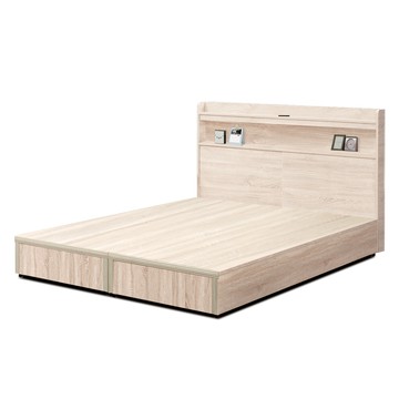 傢俱工場-直樹 日系雙人5尺機能床片+床底 (床組/房間2件組/二件組/床頭+床底/雙人床)白梧桐