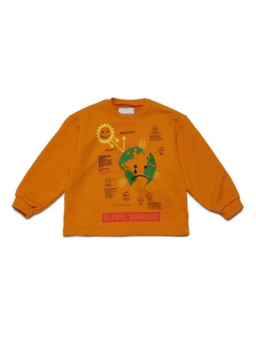 MYAR KIDS - Global Warming-print cotton sweatshirt - kids - Cotton - 4 yrs - Orange