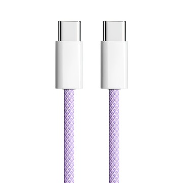 bebehome Type-C to Type-C 馬卡龍色編織3A快速充電傳輸線  1m  紫色  56g  1個