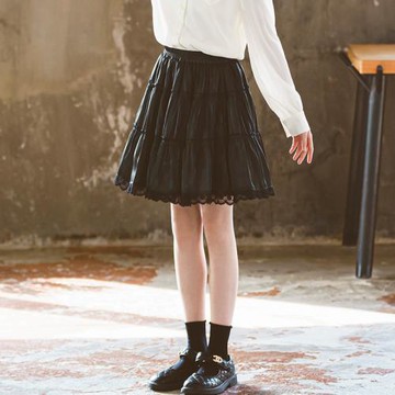 女童裙子夏裝2025新款女孩蓬蓬百褶裙洋氣中大兒童黑色半身裙夏季