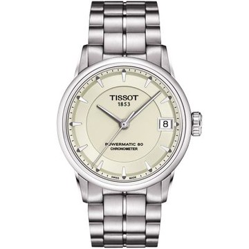 TISSOT 天梭 官方授權 T-Classic Luxury 天文台認證機械腕錶 1212購物節 慶送禮推薦-象牙白/33mm T0862081126100