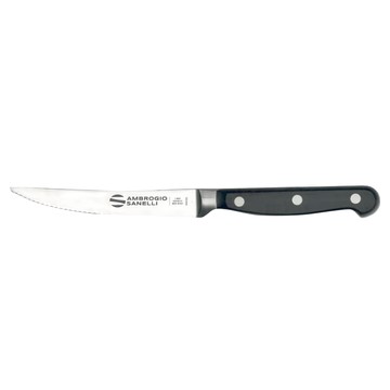 AMBROGIO SANELLI 山里尼 MAITRE鍛造牛排刀 半鋸齒 11cm  銀色 + 黑色  1支