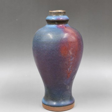 宋鈞窯點彩蒜頭玉瓶梅瓶 民間收藏品 仿古瓷器擺件 古董古玩精品1入