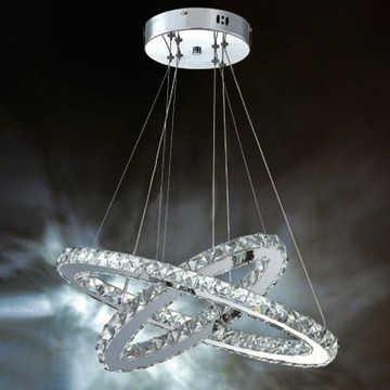 不鏽鋼三色變光24W水晶吊燈 F37-21-90922