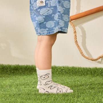 CACO-MIT 小白大臉滿版中長襪‧親子款-童【J3SC013】