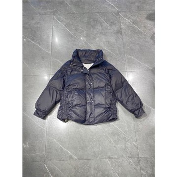 阿蕾精品折扣坊女裝1066冬款立領拉鏈松緊邊純色百搭羽絨服w12-1