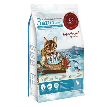 REAL POWER 瑞威 全齡貓 3號貓糧 海洋鮭魚配方 添加紅藜、魚油  海洋魚貝  4kg  1袋