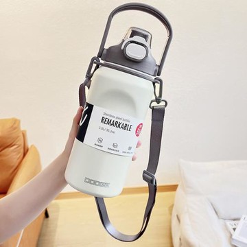 大容量316/304便攜保溫吸管杯手提式戶外背帶不銹鋼車載水壺學生