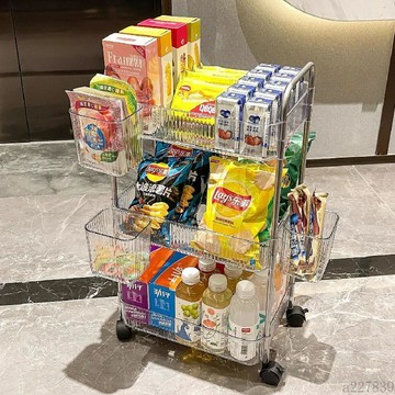 🚚臺灣48H出🚀亞克力浴室透明小推車置物架牀頭零食落地移動多層化妝品收納架子🚍免運+可開發票🎀