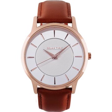 RELAX TIME Classic 經典系列手錶-銀x咖啡42mm RT-88-1M