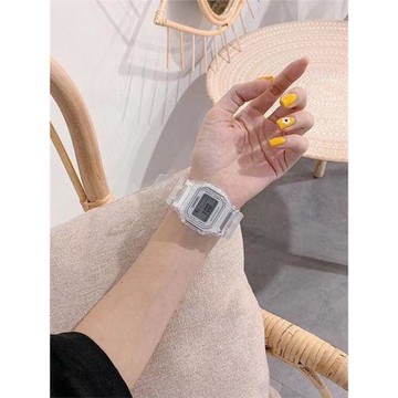 新網紅同款小方塊果凍色兒童電子手表風簡約氣質中小學生運動防水