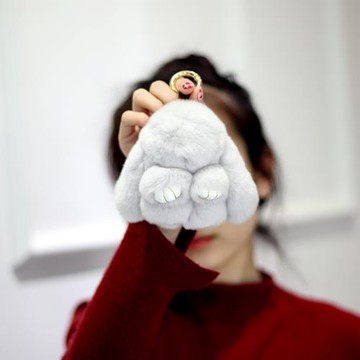 正版裝死兔獺兔毛小兔子掛飾小號可愛毛絨玩偶包包汽車鑰匙扣掛件