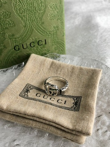 【日本直送 名牌中古包】GUCCI 古馳 Arabesque 戒指 14 號 銀色 Interlocking G 925 戒指 vintage 古董 ii7djb