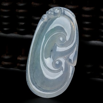 正品緬甸翡翠如意吊墜 冰糯種飄綠項鏈玉佩玉牌玉石玉墜掛件