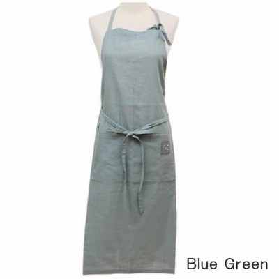 即出荷 Blue Green エプロン おしゃれ レディース ロング かわいい ナチュラル ホルターネック 綿麻 コットンリネンロングエプロン 58-8001