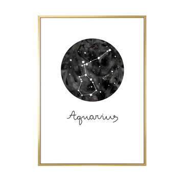 水瓶座 畫作  30 x 40cm  金色