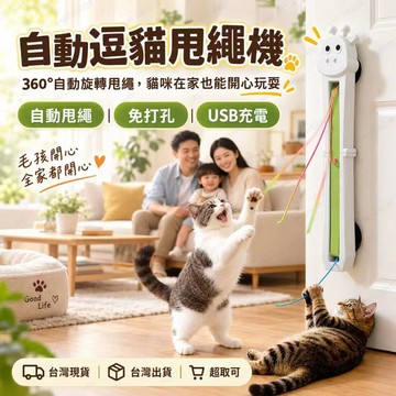 現貨 全自動逗貓甩繩機 電動貓咪自嗨解悶玩具 免打孔無痕掛門式 逗貓繩 甩繩逗貓器 寵物自嗨 寵物玩具 逗貓玩具 逗貓